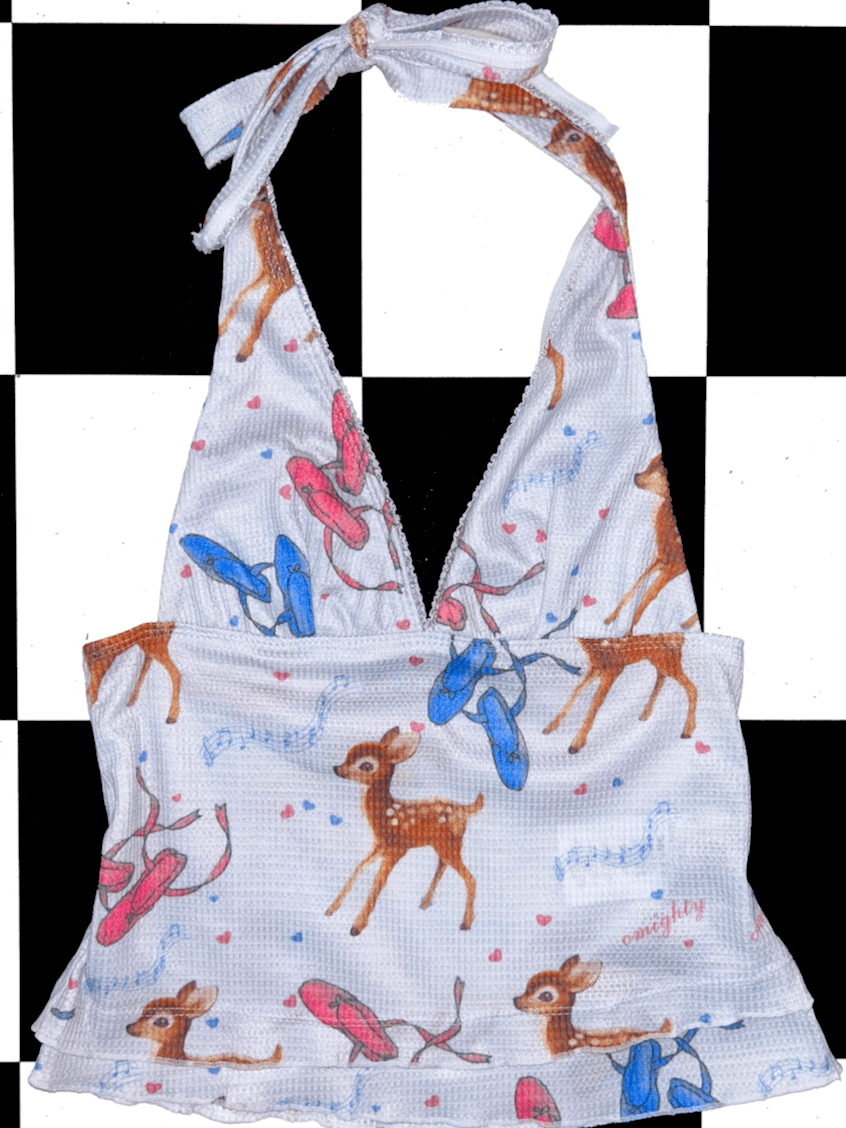 o'mighty BALLET BAMBI WAFFLE HALTER TOP