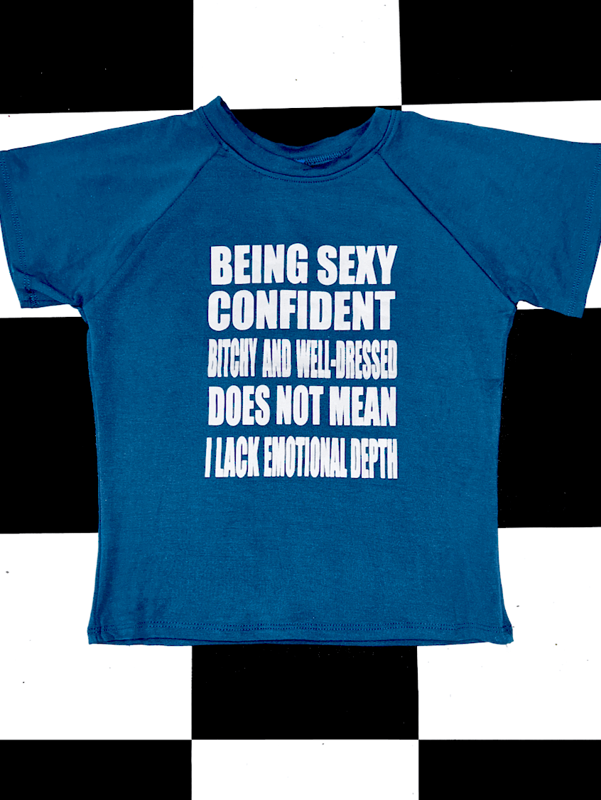 o'mighty BEING SEXY BABY TEE IN DEEPBLU