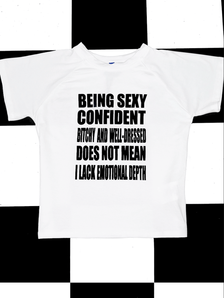 o'mighty BEING SEXY BABY TEE IN WHITE