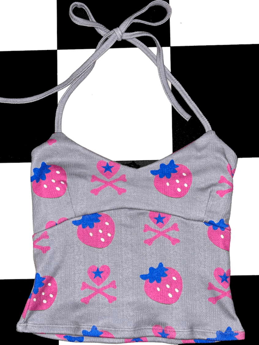 o'mighty BERRY SKULL POINTELLE HALTER IN GREY