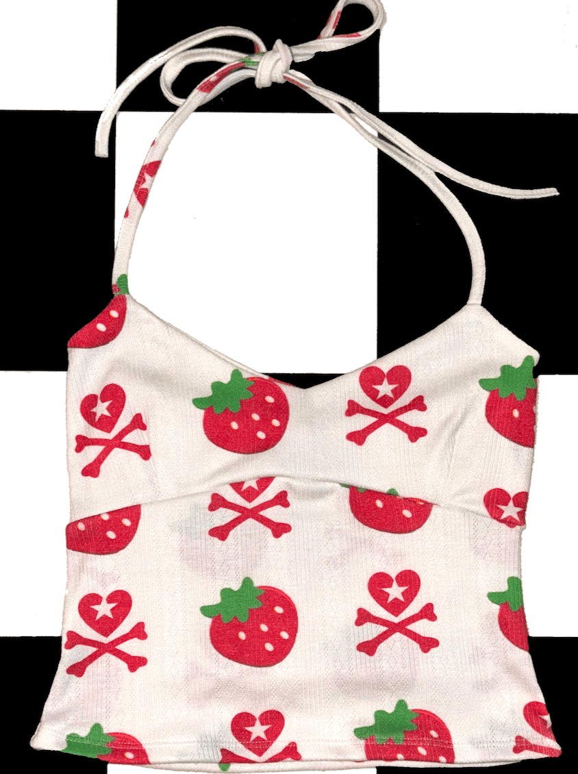 o'mighty BERRY SKULL POINTELLE HALTER IN WHITE