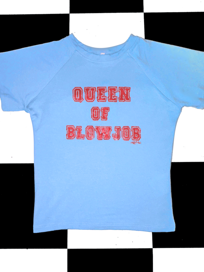 o'mighty BJ QUEEN GLITTER CROP TEE IN BLUE