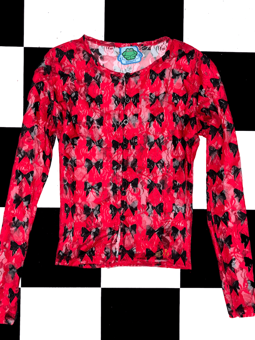 o'mighty BOW LACE CARDIGAN IN RED