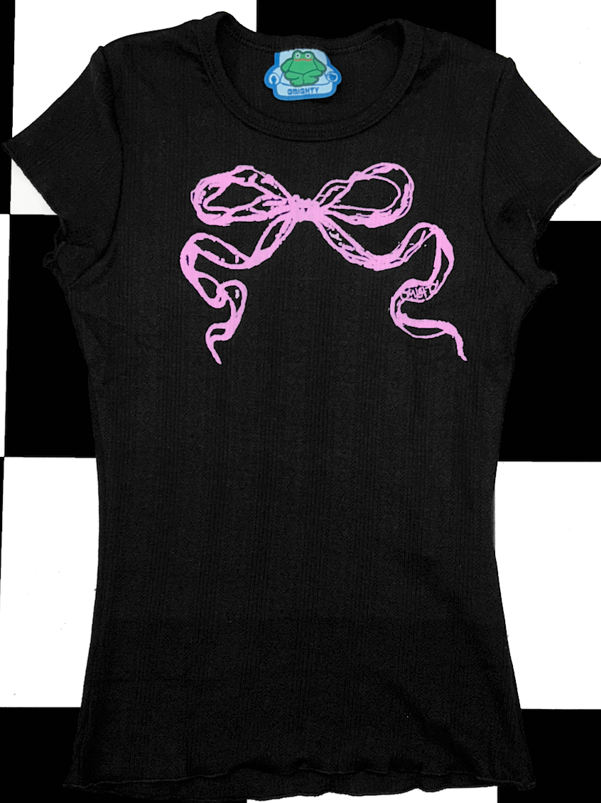 o'mighty BOW POINTELLE TEE IN BLACK