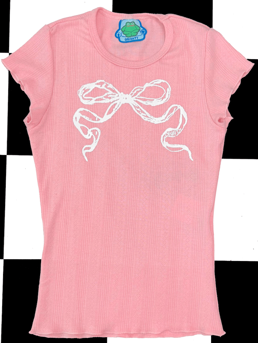 o'mighty BOW POINTELLE TEE IN PINK