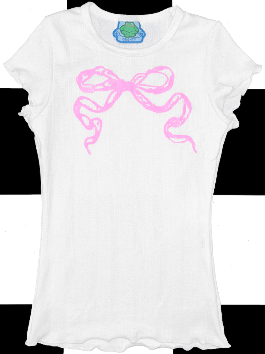 o'mighty BOW POINTELLE TEE IN WHITE