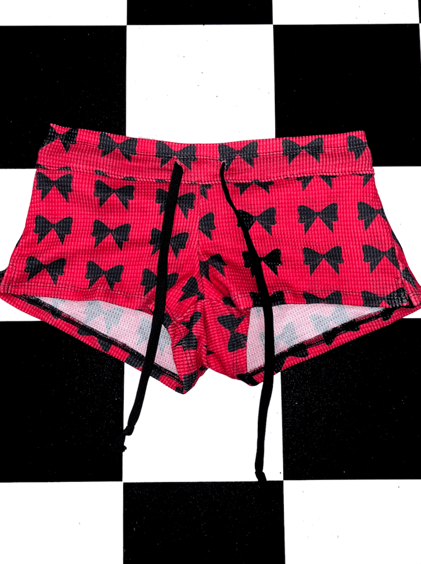 o'mighty BOW WAFFLE BOY SHORT IN RED
