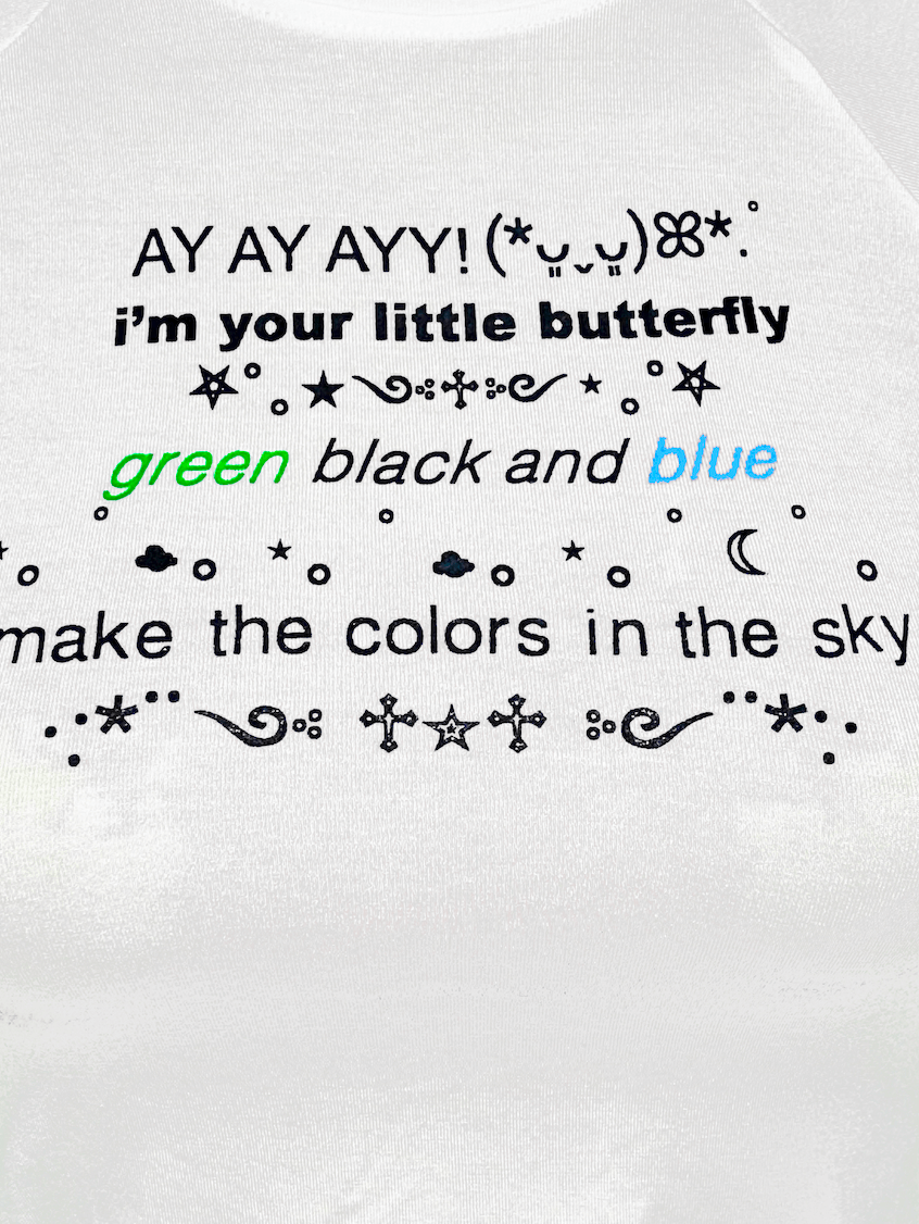 o'mighty BUTTERFLY BABY TEE IN WHITE