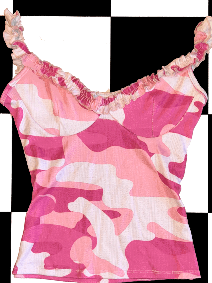 o'mighty CAMO POINTELLE TOP IN PINK
