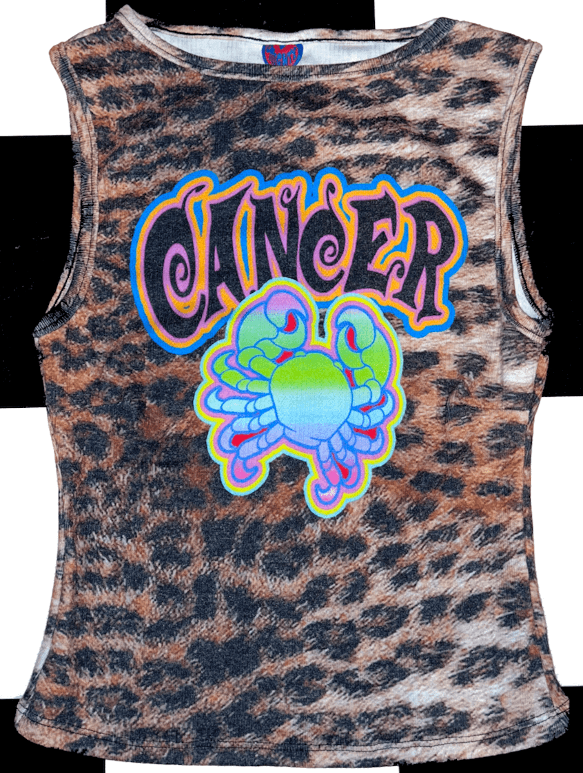 o'mighty CANCER LEOPARD POINTELLE TANK