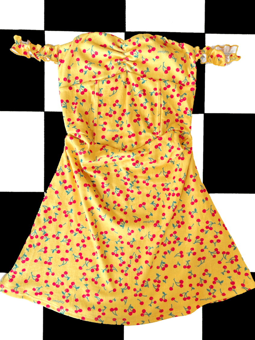 o'mighty CHERRY POINTELLE DRESS IN BUTTER