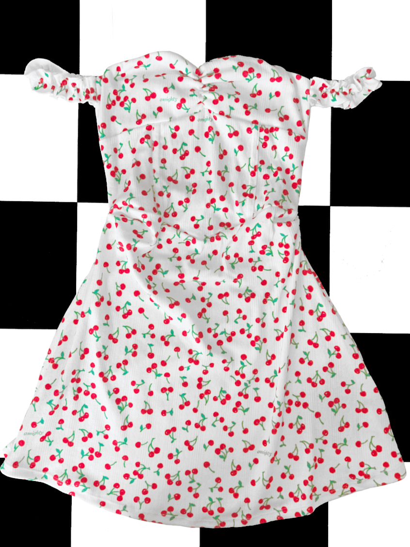 o'mighty CHERRY POINTELLE DRESS IN WHITE