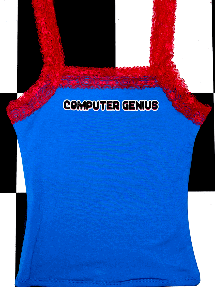 o'mighty COMPUTER GENIUS LACE CAMI IN BLUE