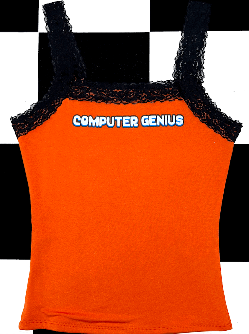 o'mighty COMPUTER GENIUS LACE CAMI IN ORANGE