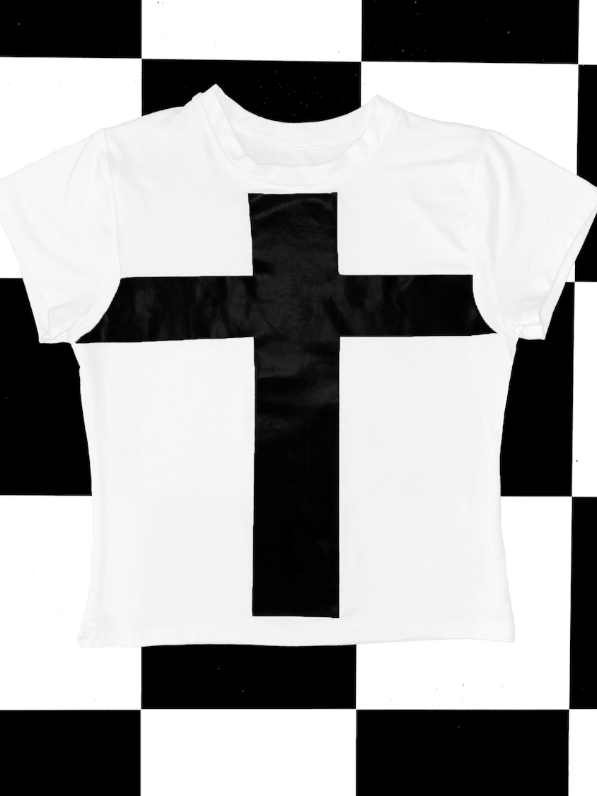 o'mighty CROSS BABY TEE IN WHITE