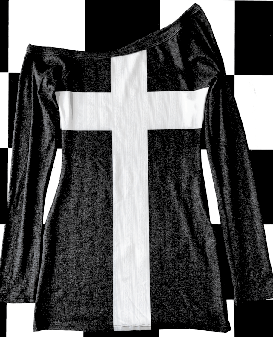 o'mighty CROSS POINTELLE DRESS IN BLACK