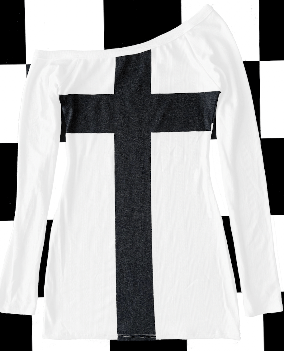 o'mighty CROSS POINTELLE DRESS IN WHITE