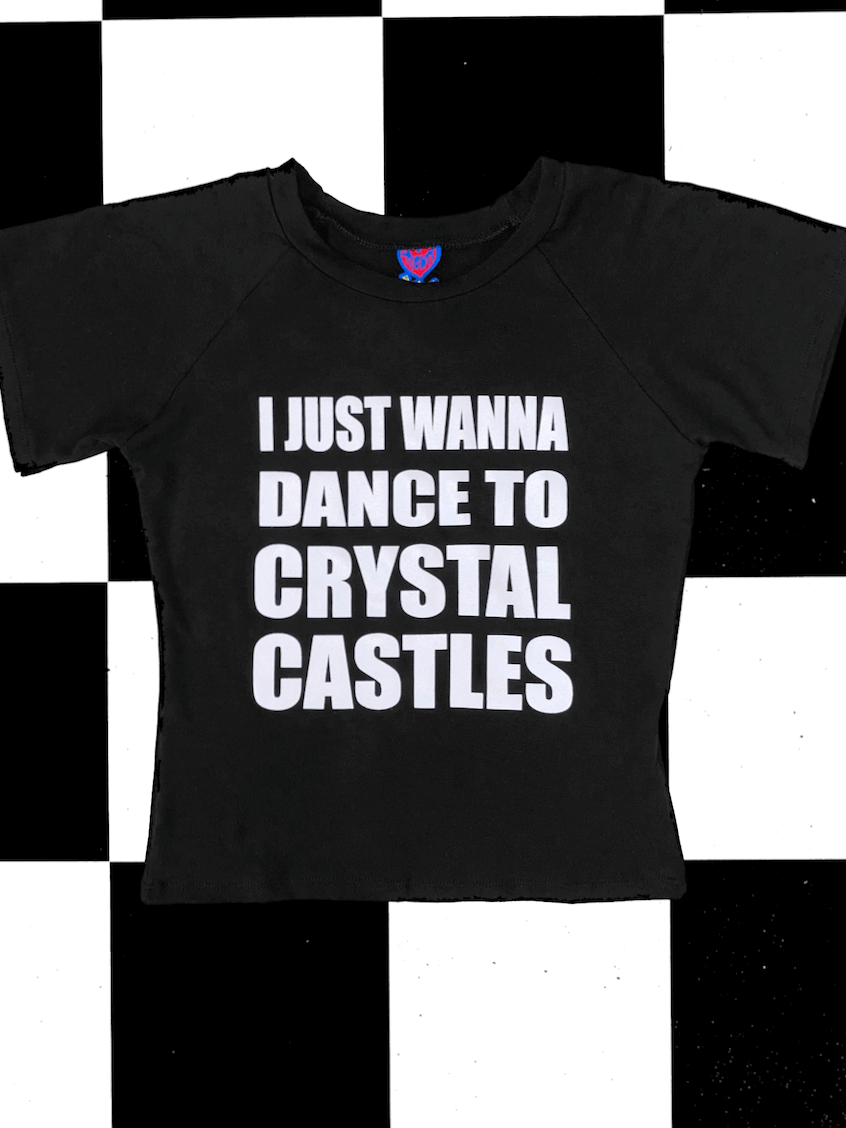 o'mighty CRYSTAL CASTLES BABY TEE IN BLACK