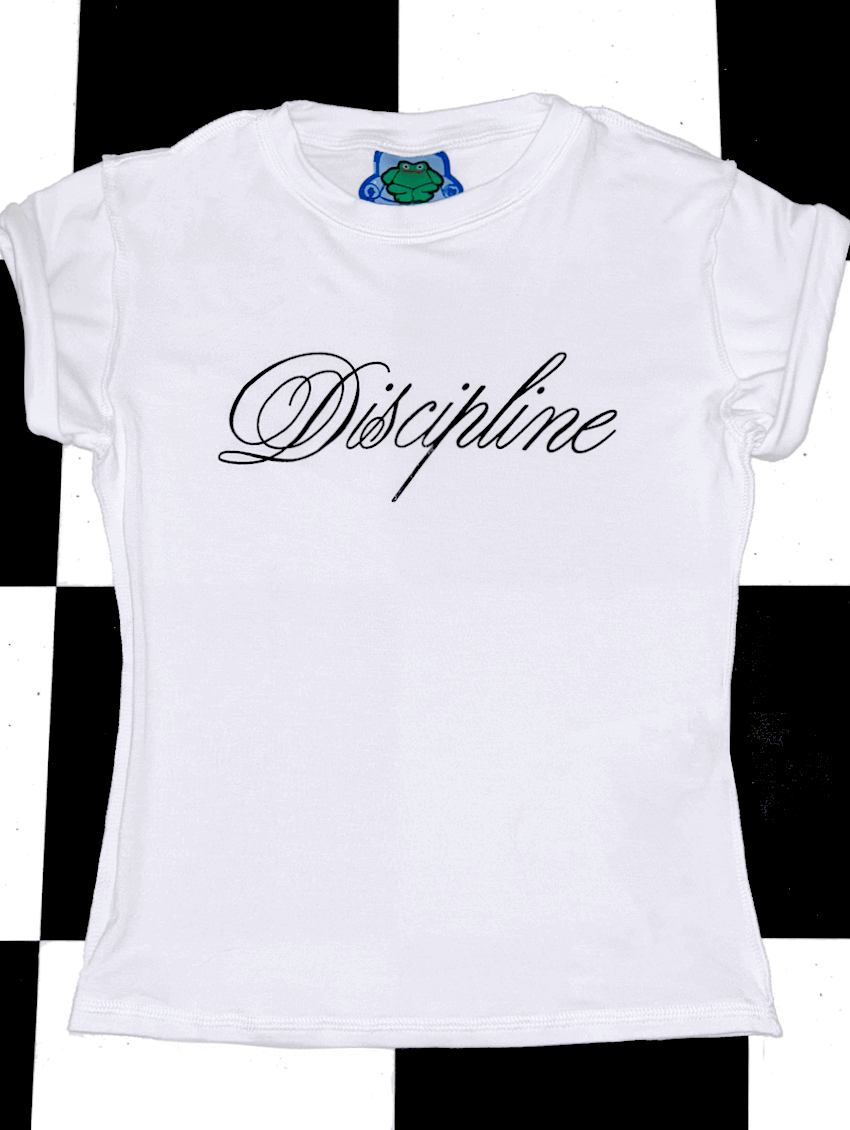 o'mighty DISCIPLINE BABY TEE IN WHITE