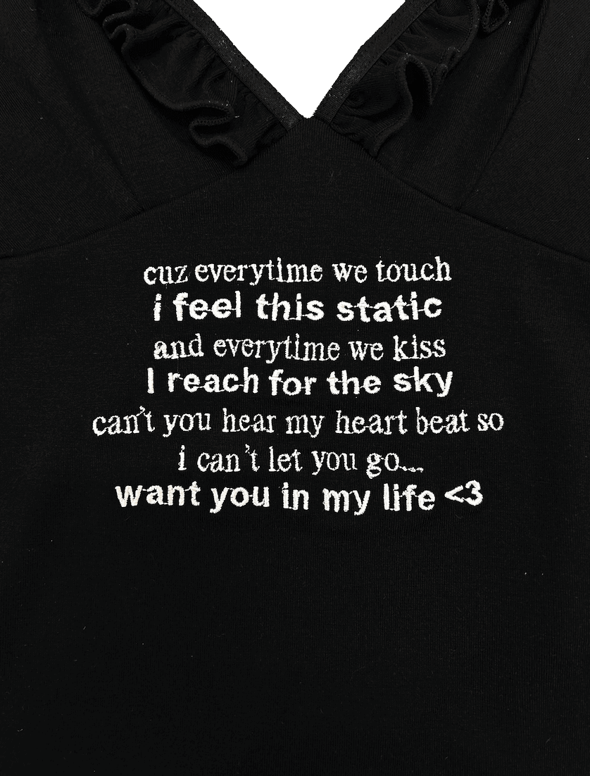 o'mighty EVERYTIME WE TOUCH RUFFLE TANK IN BLACK