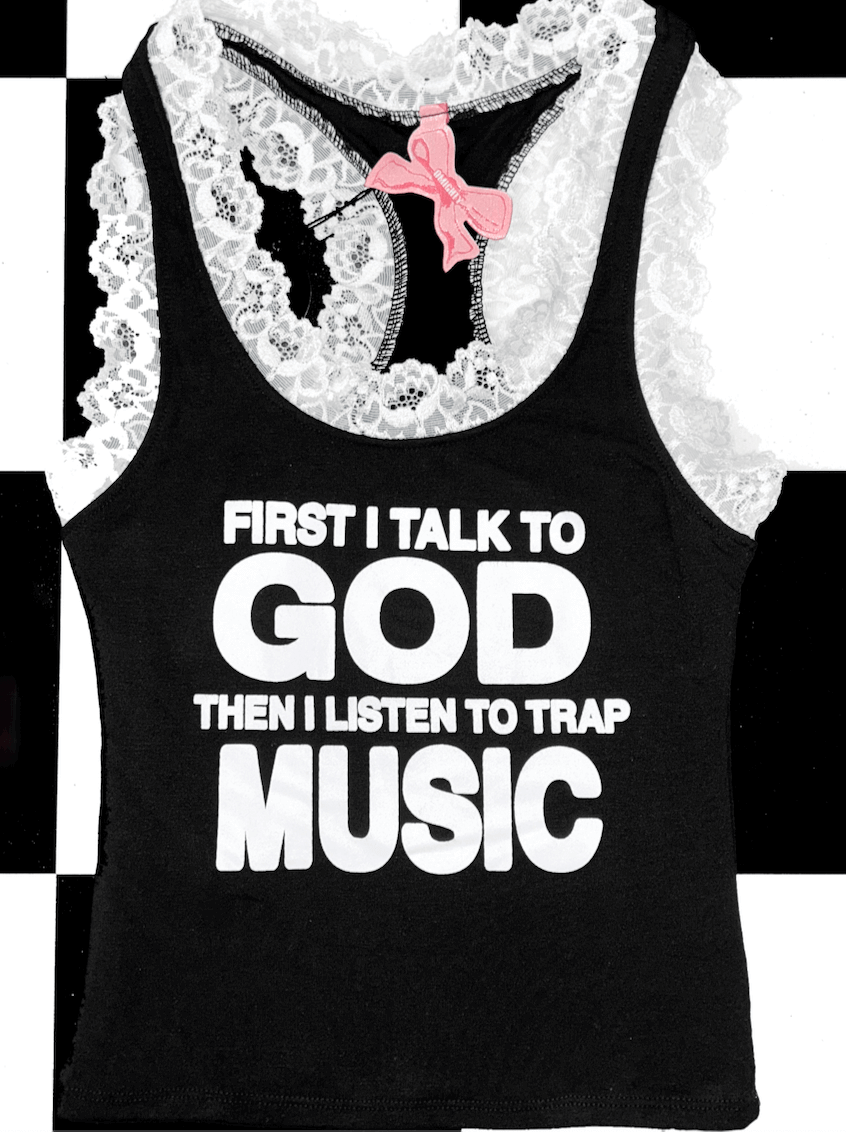 o'mighty FIRST I TALK TO GOD LACE CAMI