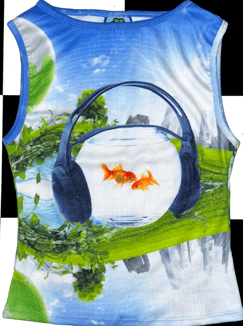 o'mighty FISH TANK POINTELLE CAMI IN BLUE