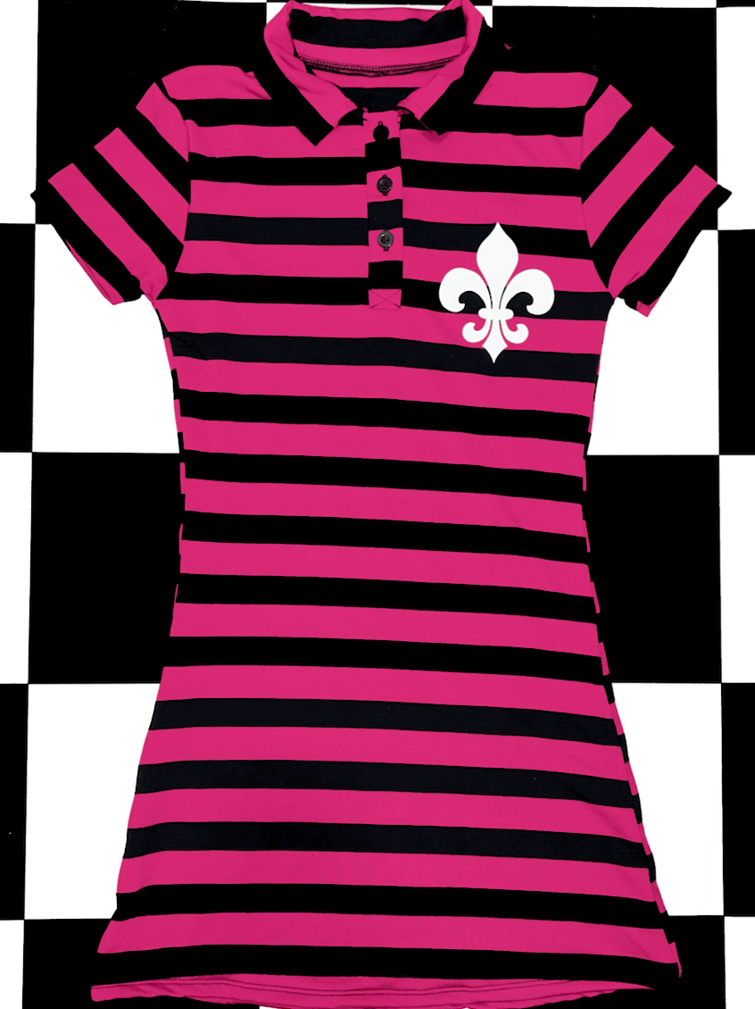 o'mighty FLEUR DE LIS POLO DRESS IN PINK STRIPES