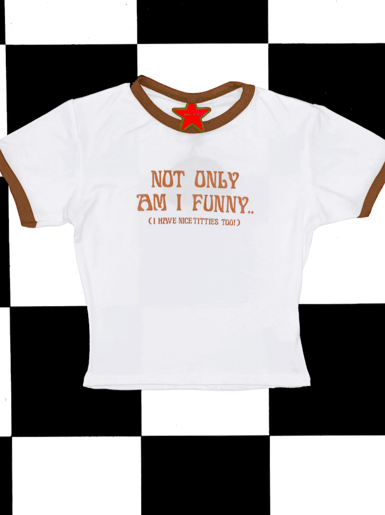 o'mighty FUNNY GORL RINGER TEE IN WHITE