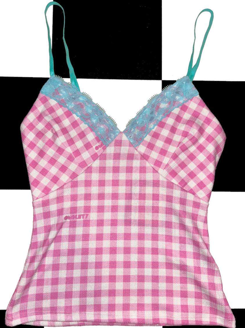 o'mighty GINGHAM POINTELLE CAMI IN PINK