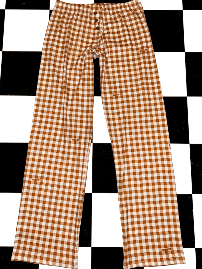 o'mighty GINGHAM POINTELLE PANT IN COCOA