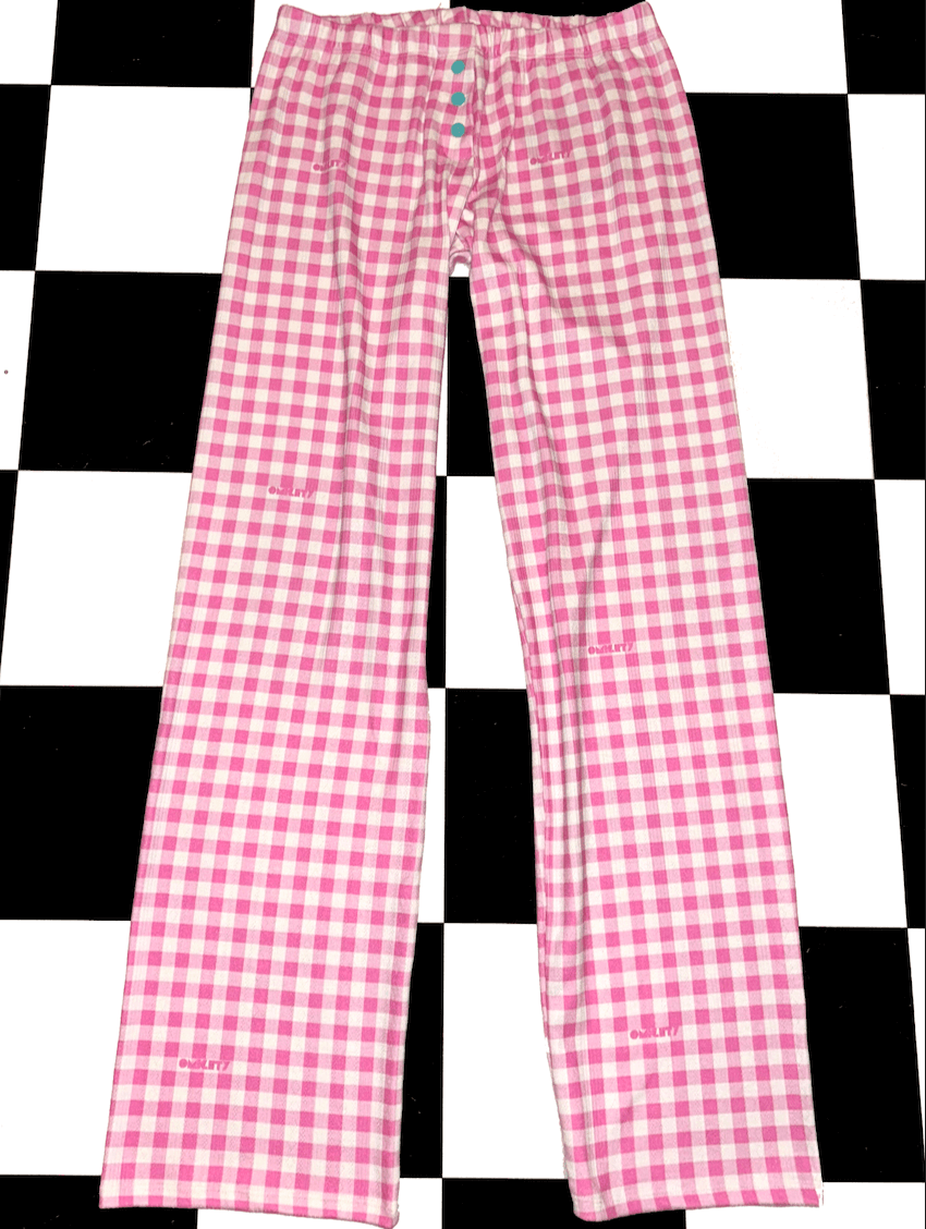 o'mighty GINGHAM POINTELLE PANT IN PINK