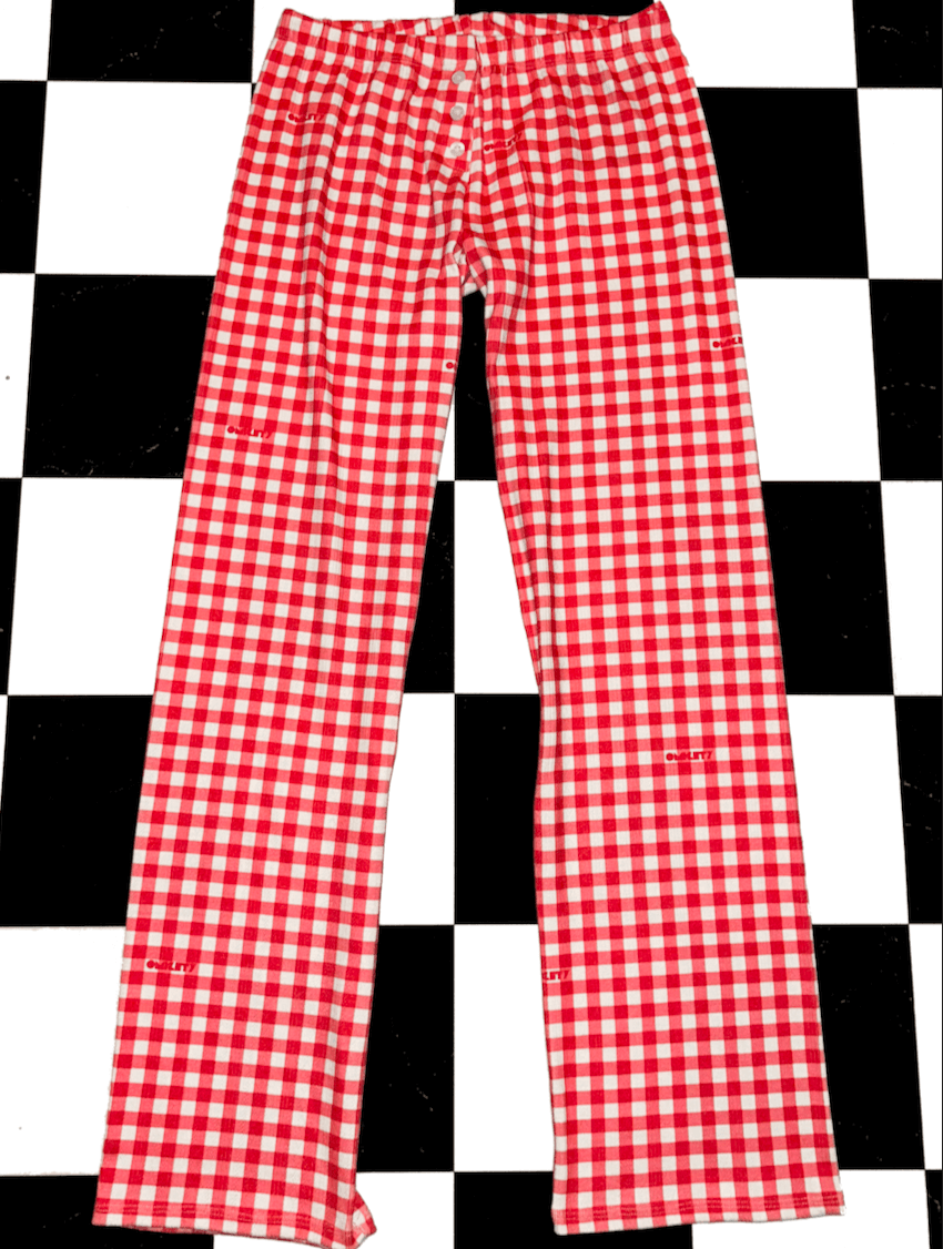 o'mighty GINGHAM POINTELLE PANT IN RED