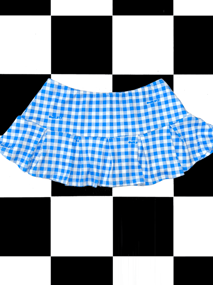 o'mighty GINGHAM POINTELLE SKORT IN BLUE