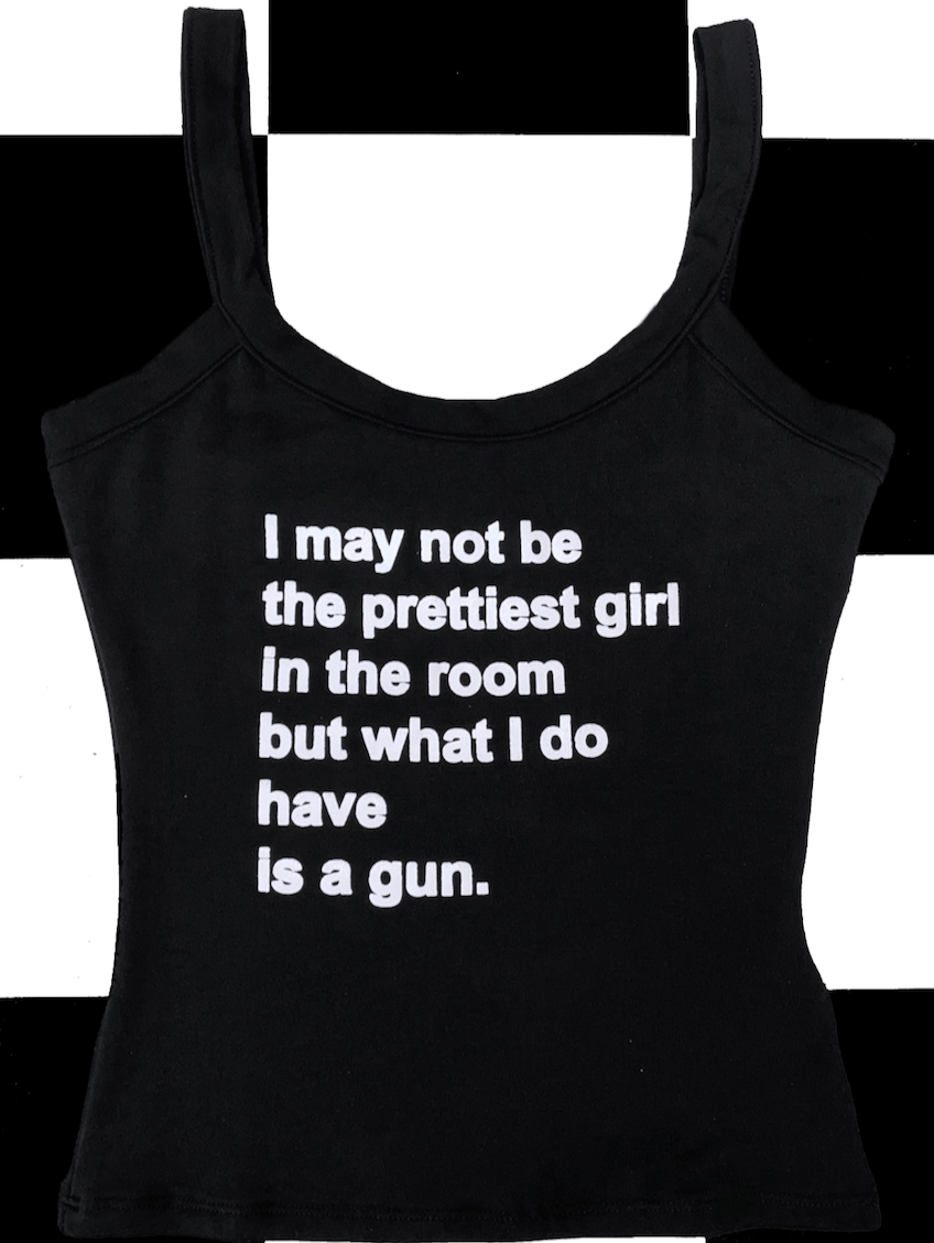 o'mighty GIRL WITH A GUN BLACK CAMI