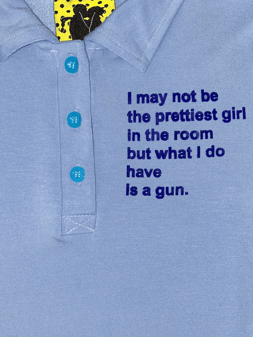 o'mighty GIRL WITH A GUN POLO IN BLUE