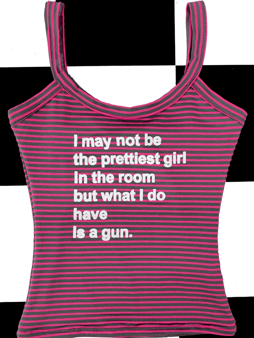 o'mighty GIRL WITH A GUN STRIPED CAMI