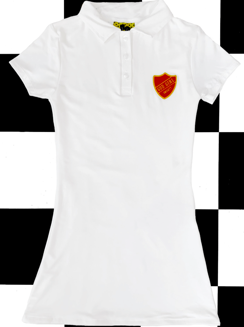o'mighty GOD GIRL POLO DRESS IN WHITE