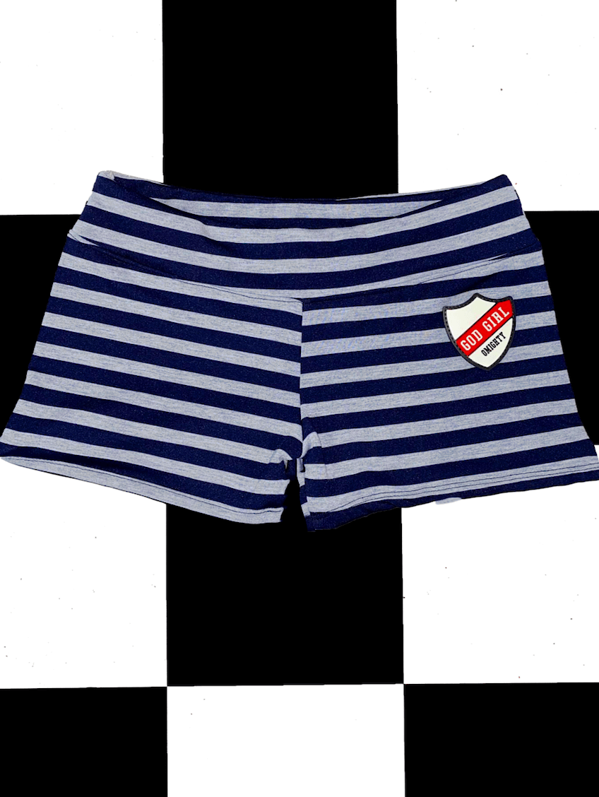o'mighty GOD GIRL SHORT IN GREY STRIPES