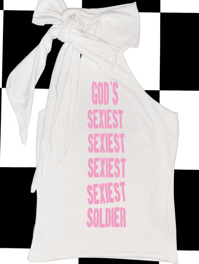 o'mighty GODS SEXIST SOLDIER HALTER IN WHITE