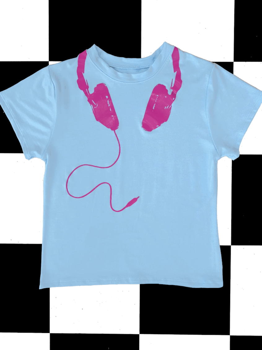 o'mighty HEADPHONES ON BABY TEE IN BLUE
