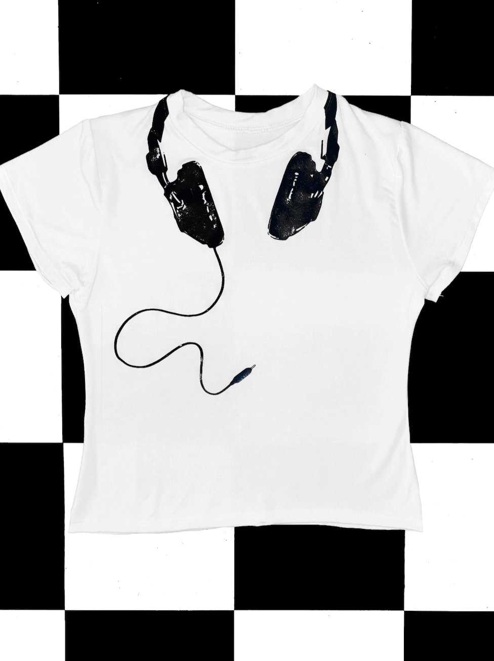 o'mighty HEADPHONES ON BABY TEE IN WHITE