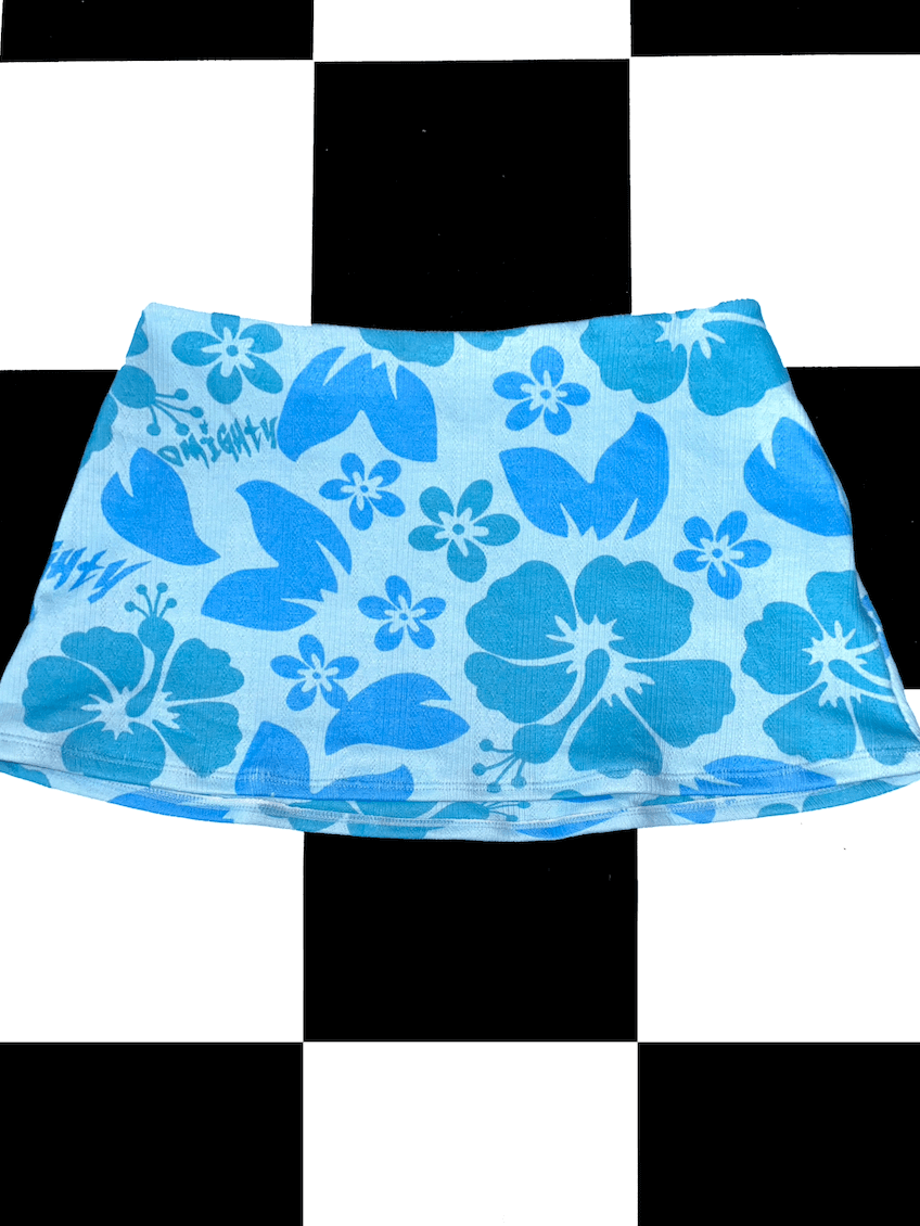 o'mighty HIBISCUS POINTELLE MICRO SKIRT IN BLUE