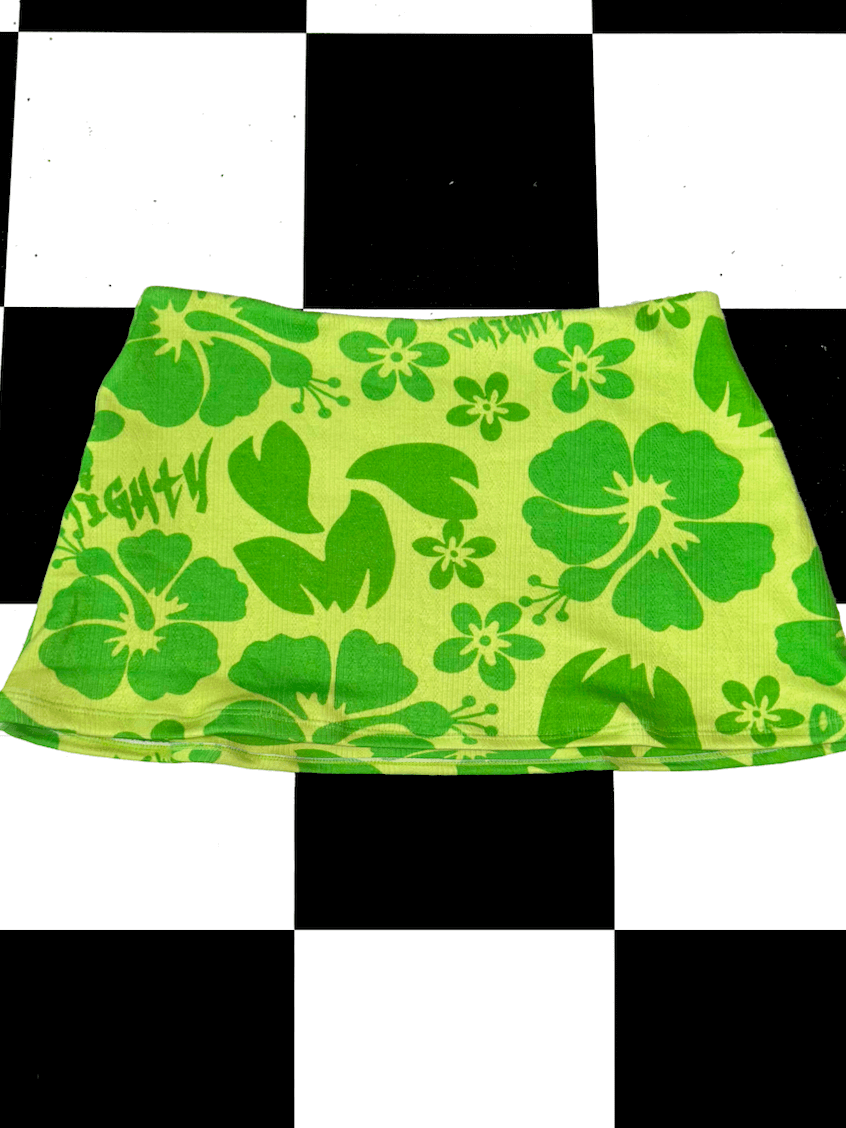 o'mighty HIBISCUS POINTELLE MICRO SKIRT IN GREEN