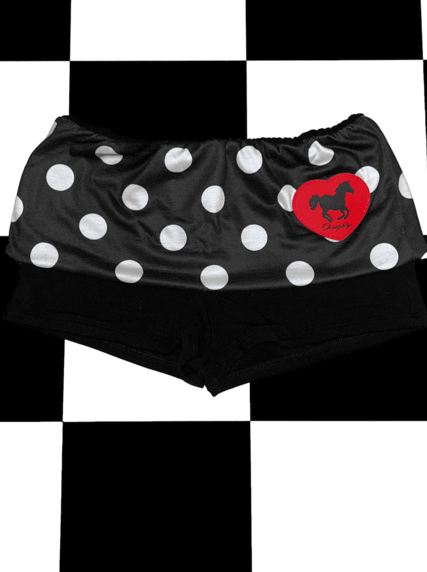 o'mighty HORSE BOYSHORT IN BLACK POLKA