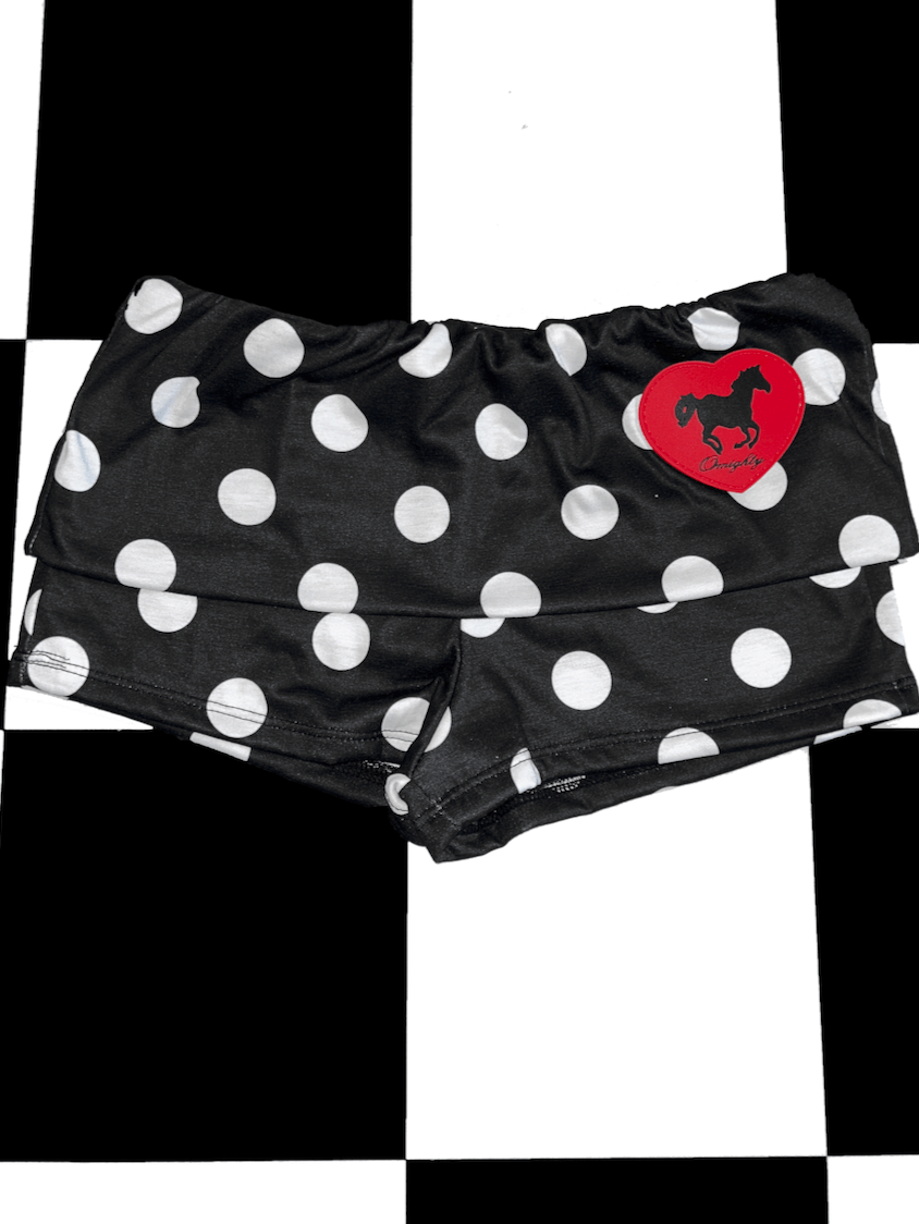o'mighty HORSE BOYSHORT IN FULL BLACK POLKA