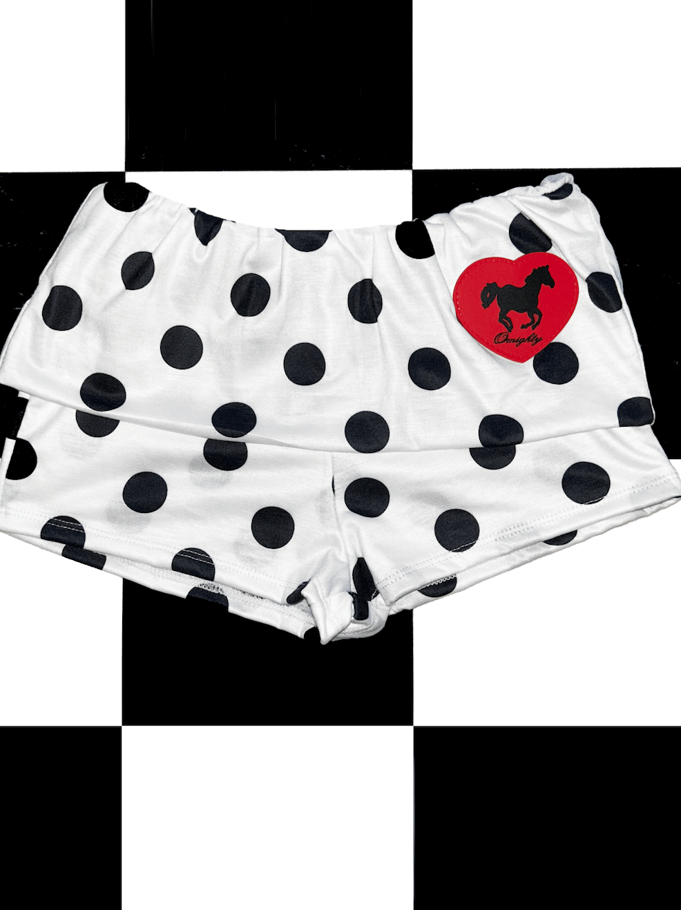 o'mighty HORSE BOYSHORT IN FULL WHITE POLKA