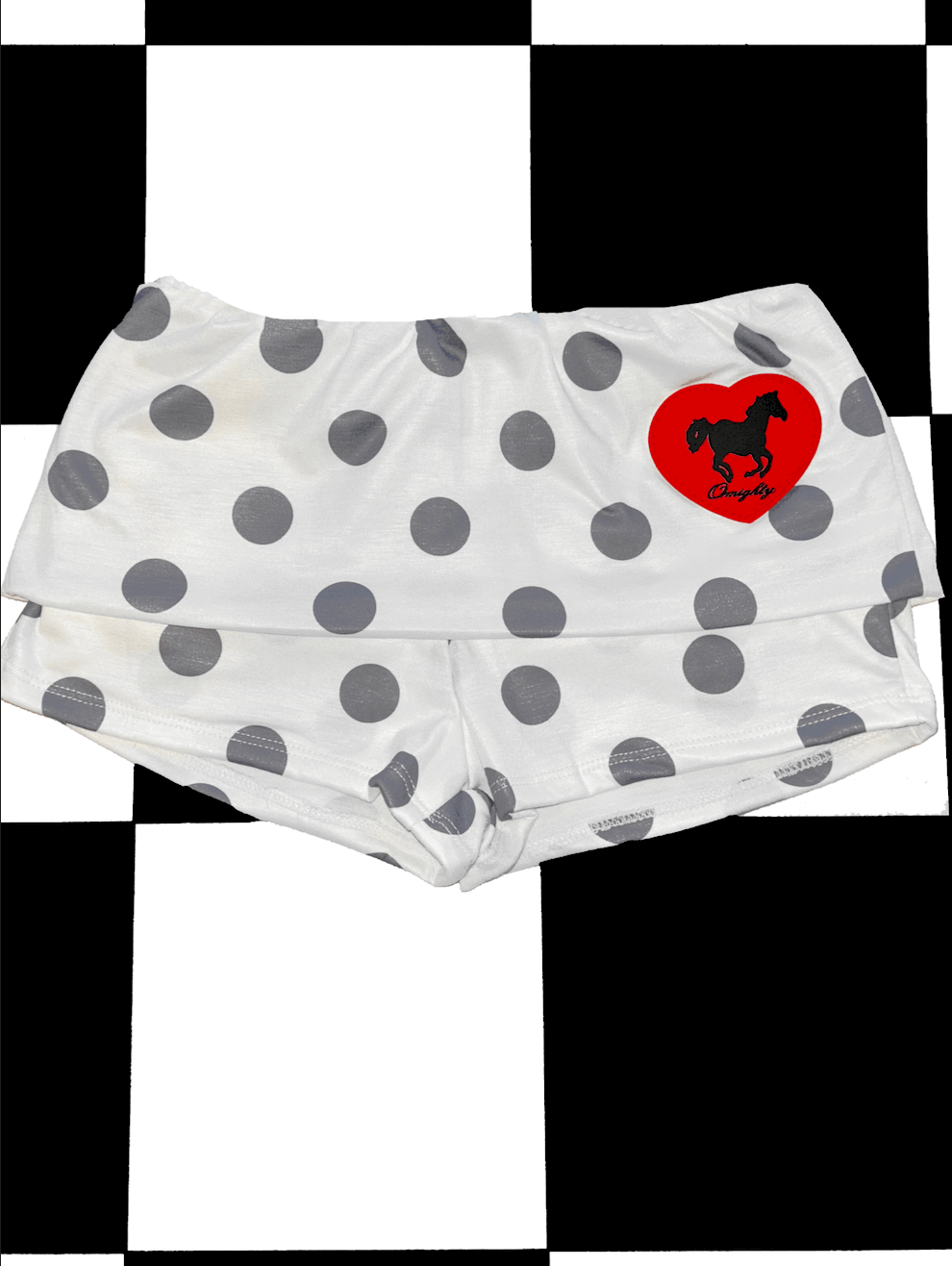 o'mighty HORSE BOYSHORT IN GREY POLKA