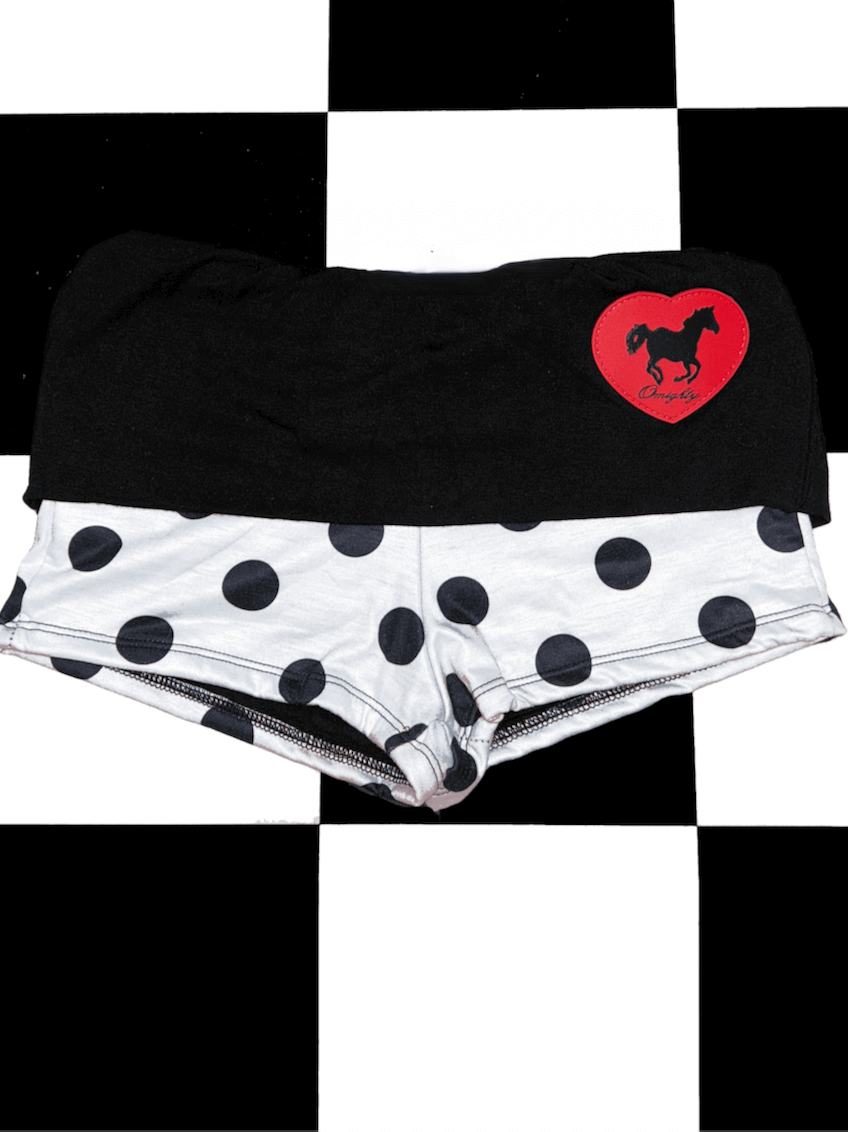 o'mighty HORSE BOYSHORT IN WHITE POLKA