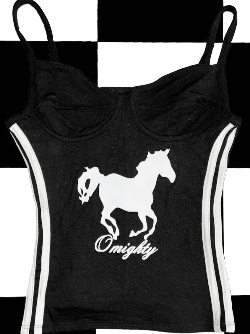 o'mighty HORSE LOGO CORSET CAMI IN BLACK