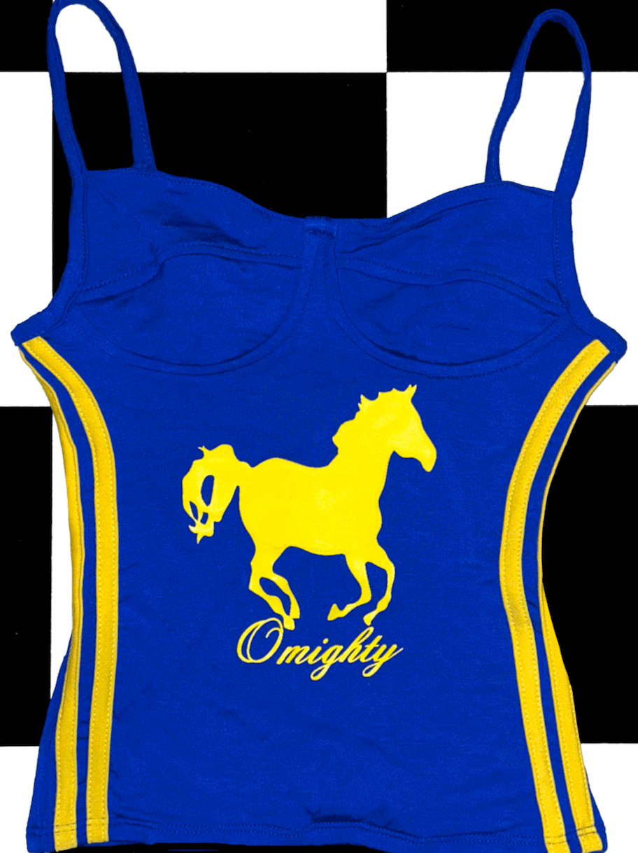o'mighty HORSE LOGO CORSET CAMI IN BLUE